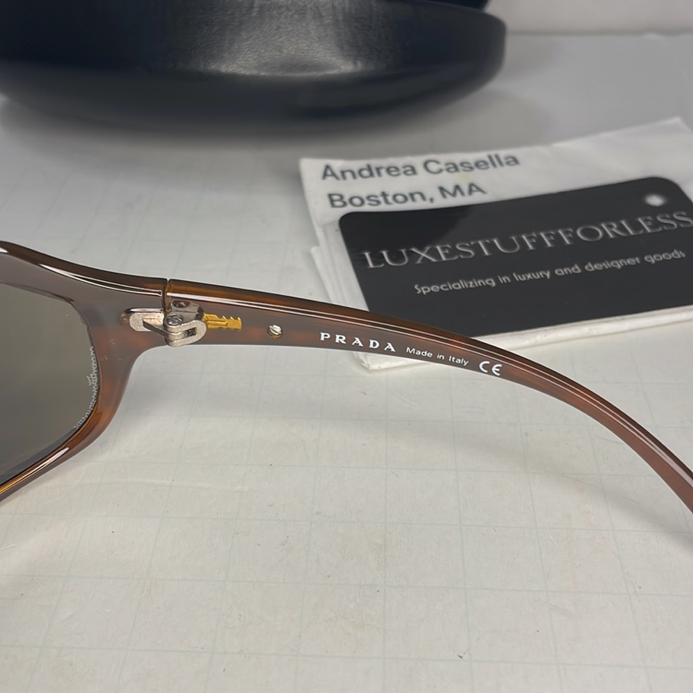 Authentic PRADA tortoise shell print and silver sunglasses with case - Picture 4 of 12